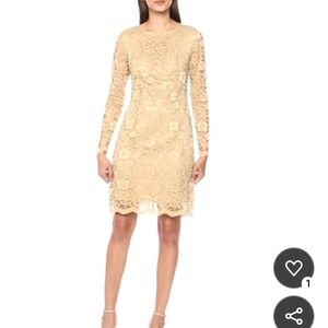 Nanette Lepore Lace Long Sleeve Dress in Tan